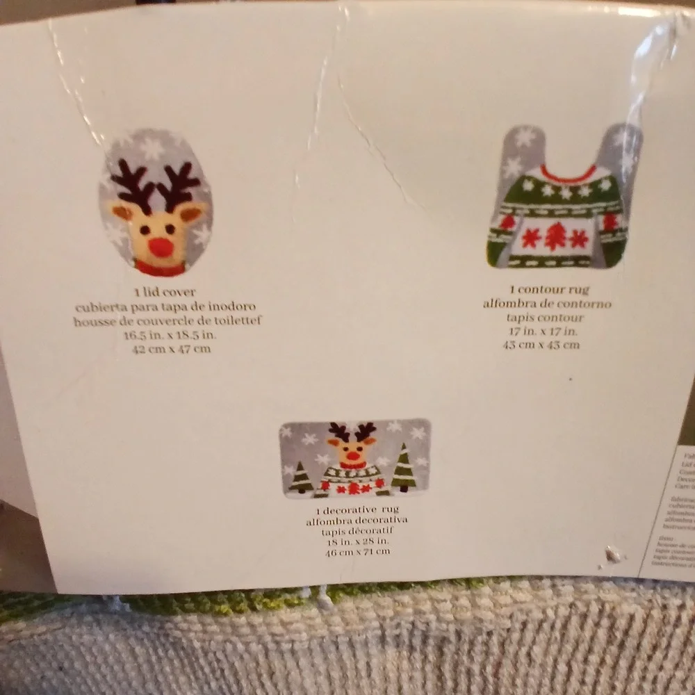 Christmas Sweater Reindeer 3 Piece Bathroom Floor Mat Set